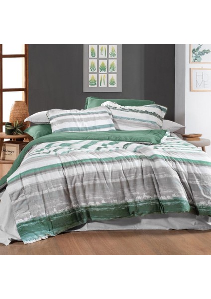 Mundo Yeşil Çift Kişilik Pamuk Mood Comfort Yıkamalı Nevresim Takımı