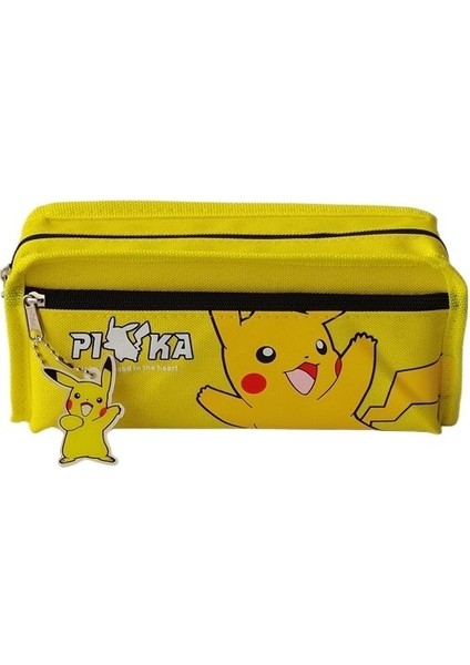 Ilkokul Öğrencisi Kalem Çantası Karikatür Kalem Kutusu Pikachu Karikatür Sevimli Kalem Çantası Büyük Kapasiteli Çift Katmanlı Kırtasiye Çantası (Yurt Dışından)