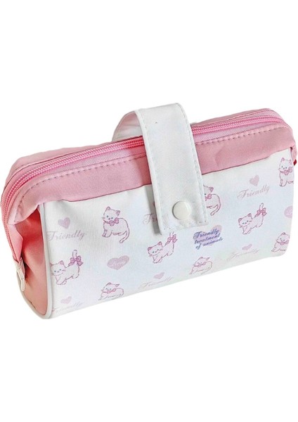 Xiaohongshu Kedi Baskılı Kalem Çantası, Sevimli Girly Kalp Kırtasiye Çantası, Büyük Kapasiteli Kalem Kırtasiye Kutusu (Yurt Dışından)