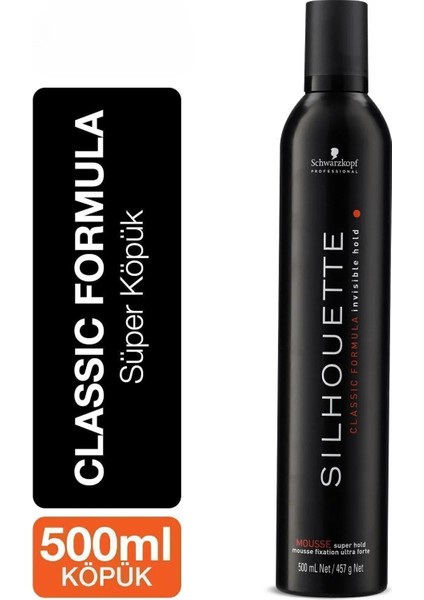 Silhouette Süper Tutucu Hacim Verici Saç Köpüğü 500ML (Siyah)