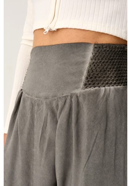 Kemerli V Paça Şalvar Pantolon
