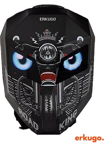 Road King LED Gözlü Motor Sırt Çantası, Sırt Çantası, Telefon Kontrol Kask Taşıma Çantası, LED Çanta