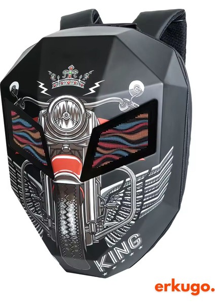 Road King LED Gözlü Motor Sırt Çantası, Sırt Çantası, Telefon Kontrol Kask Taşıma Çantası, LED Çanta modelleri
