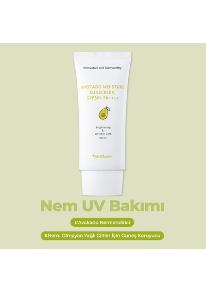 Avokado Ve Centella Içeren Nemlendirici Güneş Kremi SPF50+ PA++++ 50ml