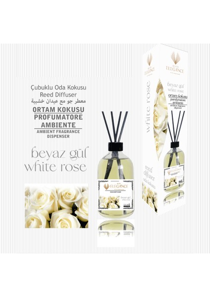 Beyaz Gül Reed Diffuser Bambu Çubuklu Oda Kokusu (110ML)