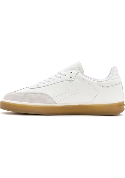 Erkek Beyaz Bağcıklı Deri Sneaker 24SFD684118