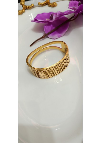 Didams Accessories Kalın Gold Desenli Kelepçe