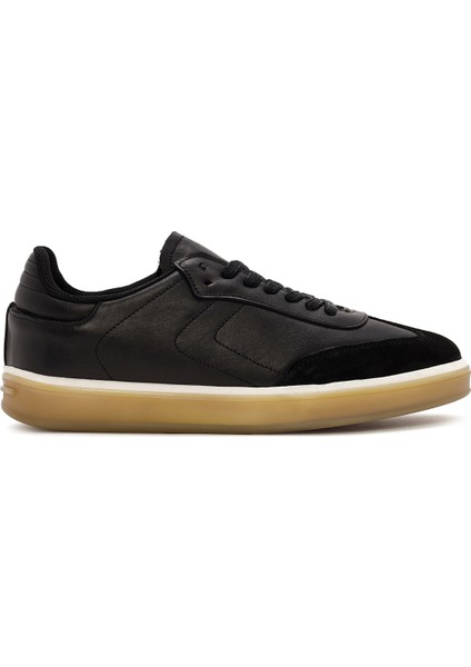 Erkek Siyah Bağcıklı Deri Sneaker 24SFD684118
