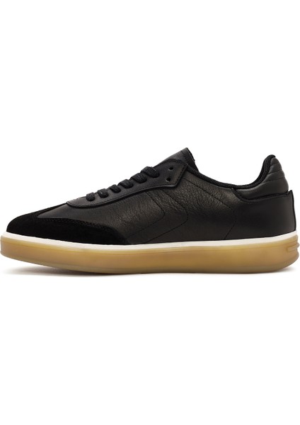 Erkek Siyah Bağcıklı Deri Sneaker 24SFD684118