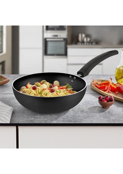 24 cm Maestro Wok Tava, Horeca Non-Stick Wok Tava 24 cm (Bakalit Kulp)