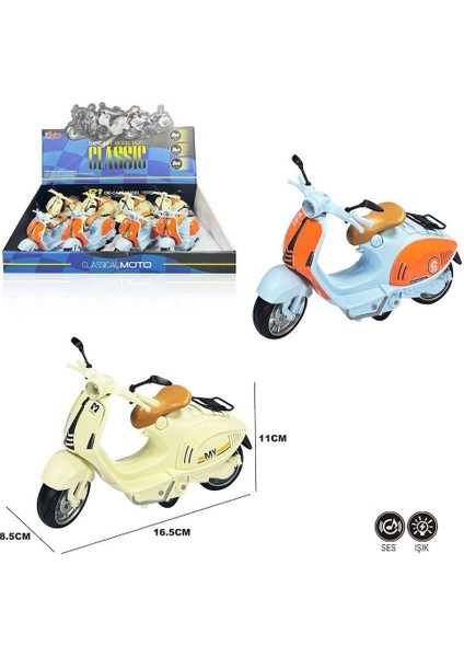 MY66-M2243 Çek Bırak Sesli ve Işıklı 1:10 Die-Cast Clasic Vp Motosiklet modelleri