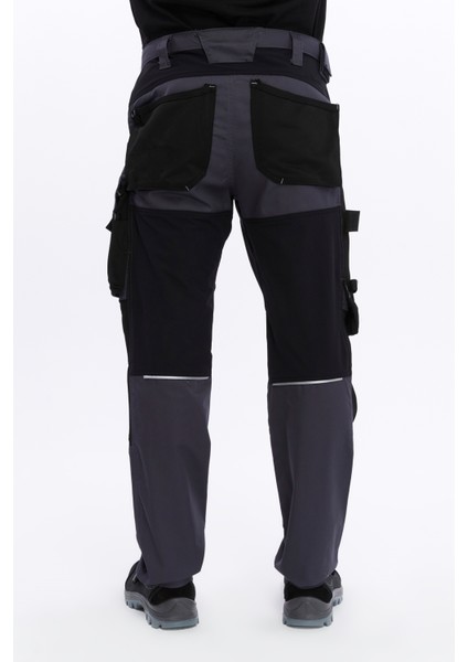 İş Pantolonu San Marino Model 8 Cepli Full Likralı Diz Destekli Gri-Siyah indirimleri