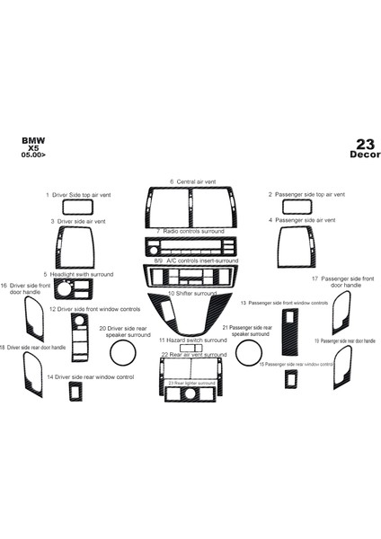 Bmw X5 Konsol-Konsol-Maun Kaplama 2000 23 Parça