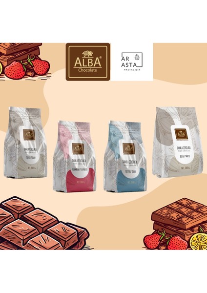 Damla Çikolata 4 Lü Set Sütlü-Bitter-Frambuaz-Fildişi 1 kg x 4