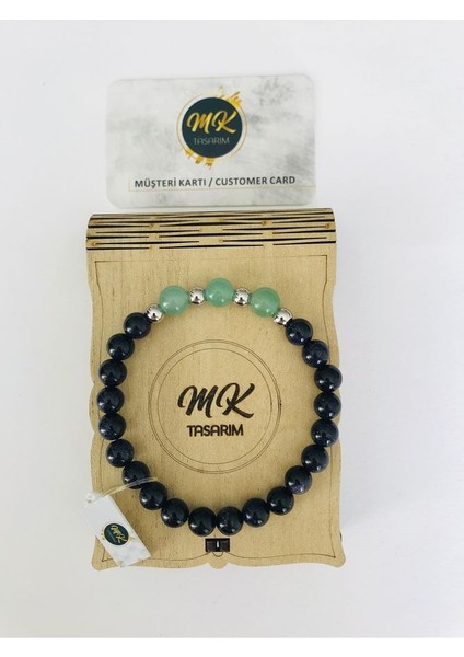 Gerçek Yıldız Taşı Aventurin Taşı Bileklik MKT39006