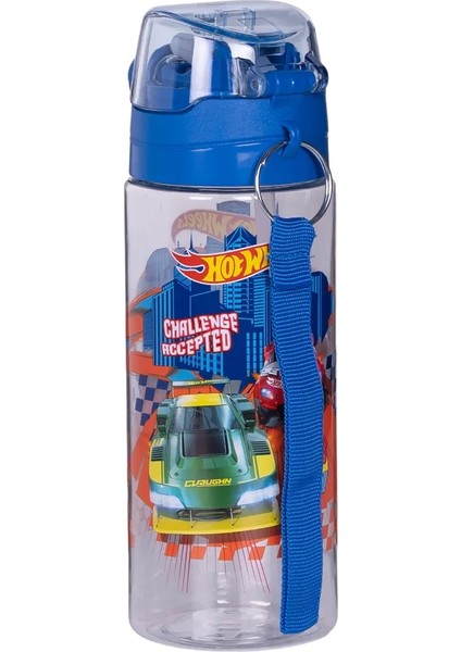 500 ml Hot Wheels Pipetli Askılı Kilitlenebilir Su Matarası