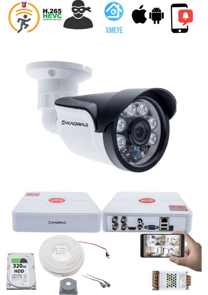 1 Kameralı Set - 5mp Sony Seculensli 1080P Full Hd Ahd, 6 Atom Led, Gece Görüşlü, IP66 Plastik Kasa fiyatları