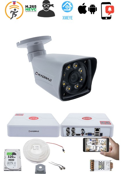 1 Kameralı Set - 5mp Sony Seculensli 1080P Full Hd Ahd,8 Ultra Warm, Gece Renkli, LED Güvenlik Kamerası, Plastik Kasa fiyatları