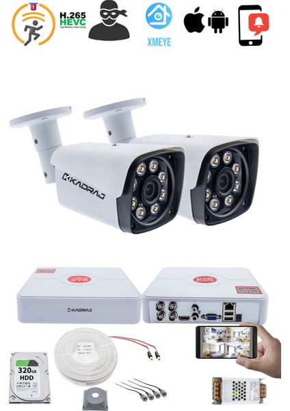 2 Kameralı Set - 5mp Sony Seculensli 1080P Full Hd Ahd, Gece Renkli, 8 Ultra Warm Led, Colorvu Teknolojisi, Metal Aluminyum Kasa fiyatları