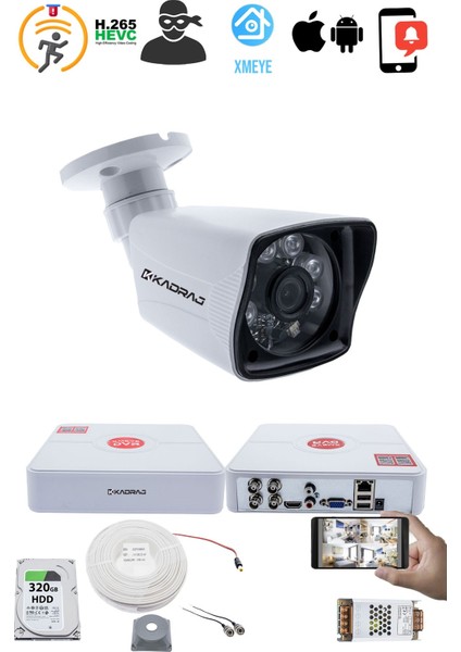 1 Kameralı Set - 5mp Sony Seculensli 1080P Full Hd Ahd, 6 Atom Led, Gece Görüşlü, Güvenlik Kamerası, Plastik Kasa fiyatları