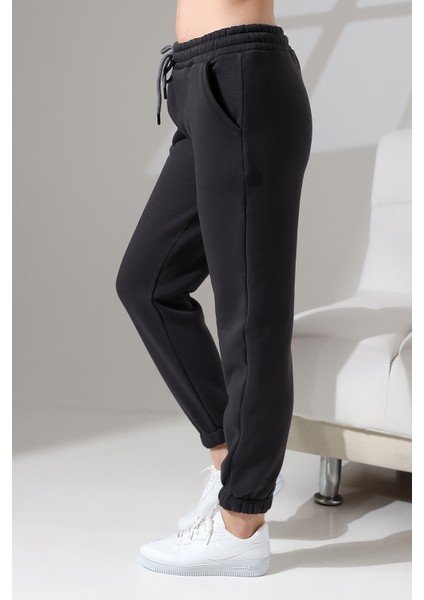 Şardonlu Penye Kompakt Paçası Lastikli Eşofman 21629 Füme modelleri