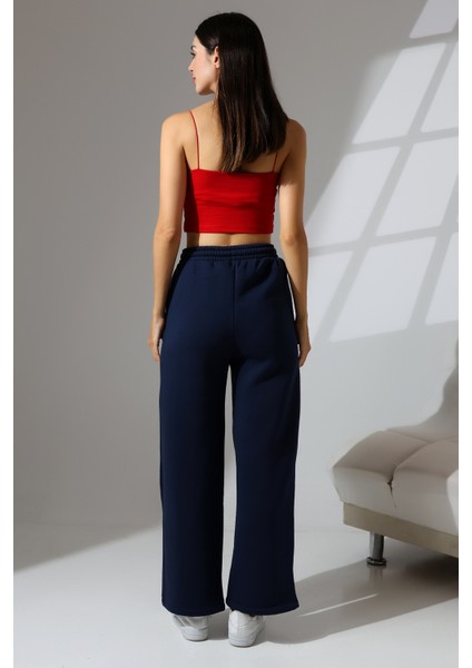 Şardonlu Penye Kompakt Paçası Geniş Kışlık Palazzo Eşofman Altı 21776 Lacivert fırsatları