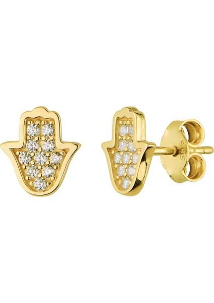 14 Ayar Altın Taşlı Fatma Ana Eli Küpe 1,36 gr