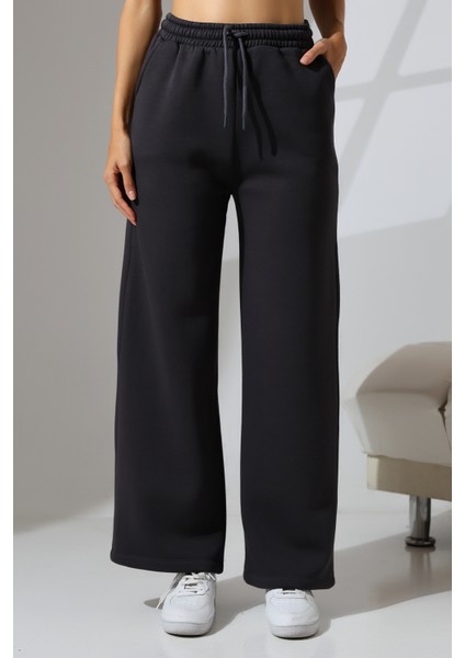 Şardonlu Penye Kompakt Paçası Geniş Kışlık Palazzo Eşofman Altı 21776 Füme fiyatları