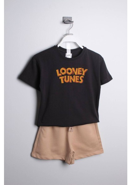 Erkek Çocuk Looney Tunes Karakterleri Kısa Kollu T-Shirt Şort 2'Li Takım