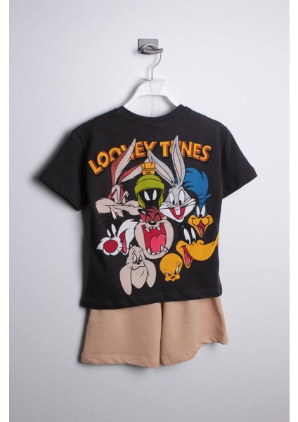 Erkek Çocuk Looney Tunes Karakterleri Kısa Kollu T-Shirt Şort 2'Li Takım