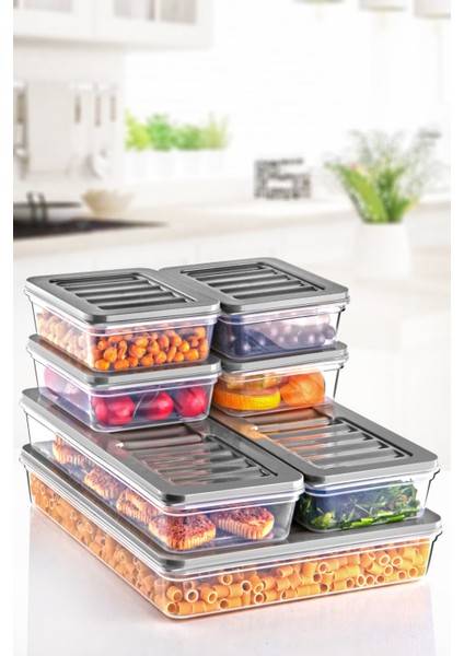 4'lü Set Freshbox Mikrodalga ve Difrize Uygun Saklama Kabı Gri