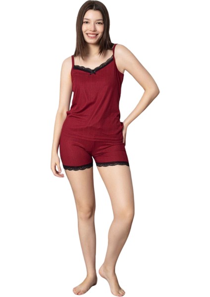 Dreamy Dantel Detaylı Ip Askılı Şortlu Pegasus Pijama Takımı