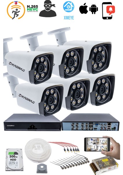 6 Kameralı Güvenlik Kamerası Seti - 5mp Sony Seculensli 1080P Full Hd Ahd, 8 Ultra Warm LED ,gece Renkli, colorvu Teknolojisi, Metal Aluminyum Kasa fiyatları