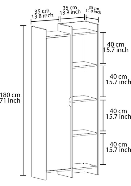 Offer Çok Raflı, Tek Kapaklı Kitaplık Beyaz - 180 Cm, Ev-Ofis, Kütüphane