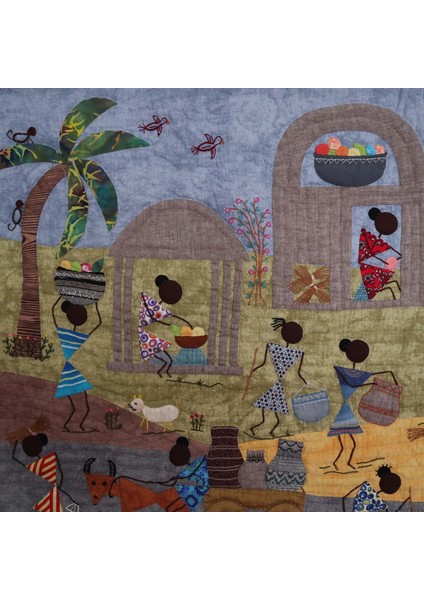 Afrikalı Kadınların Köy Yaşantısı Patchwork Pano fiyatları