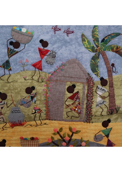 Afrikalı Kadınların Köy Yaşantısı Patchwork Pano modelleri