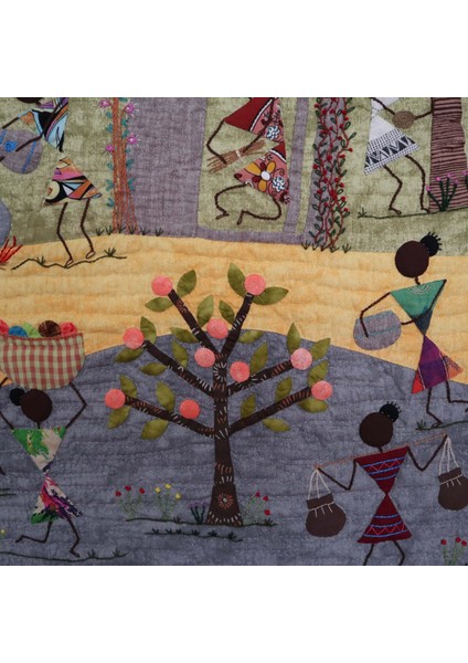 Afrikalı Kadınların Köy Yaşantısı Patchwork Pano fırsatları