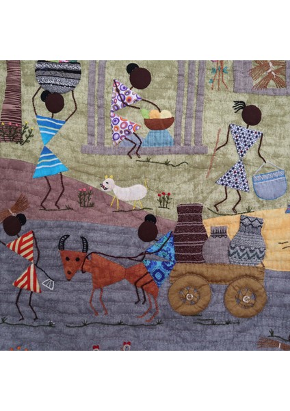 Afrikalı Kadınların Köy Yaşantısı Patchwork Pano indirimleri