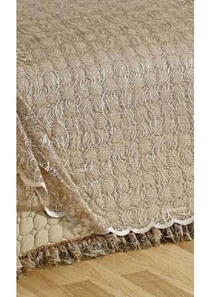 Çeyizlik Yatak Örtüsü ( Set 4 Parçası ) Fransız Dantelli ve Kapitoneli Yüksek Kalite Goncagül