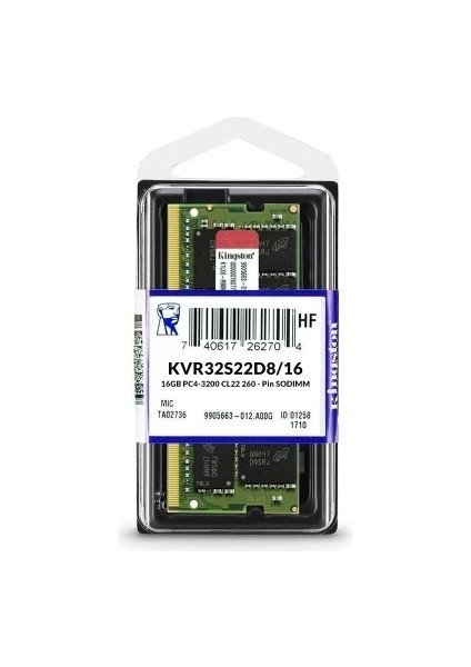 16GB Ddr4 3200 Mhz CL22 Notebook Ram KVR32S22S8/16