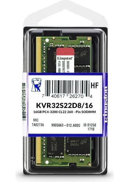 16GB Ddr4 3200 Mhz CL22 Notebook Ram KVR32S22S8/16 fiyatları