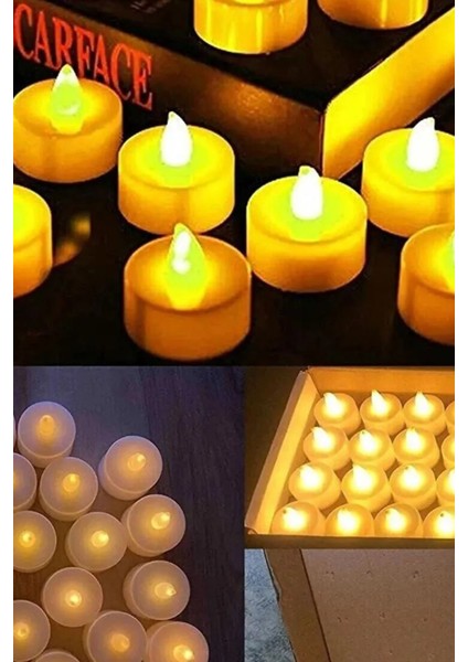 12 Adet Sarı Işıklı LED Mum El Mumu Tealight Piller Dahil Kullanıma Hazır modelleri