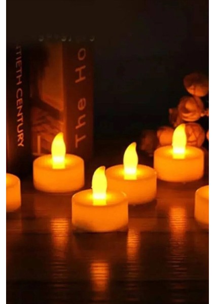 24 Adet Sarı Işıklı LED Mum El Mumu Tealight Piller Dahil Kullanıma Hazır