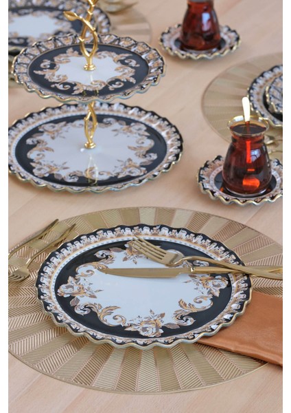 Ragusa Altın Yaldızlı 6 Kişilik Cam Servis Tabağı Takımı fiyatları