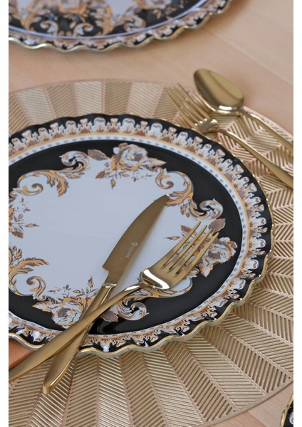 Ragusa Altın Yaldızlı 6 Kişilik Cam Servis Tabağı Takımı modelleri