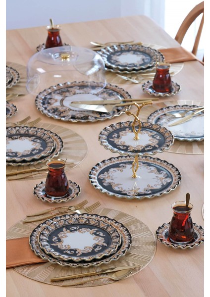Ragusa Altın Yaldızlı 6 Kişilik Cam Servis Tabağı Takımı indirimleri