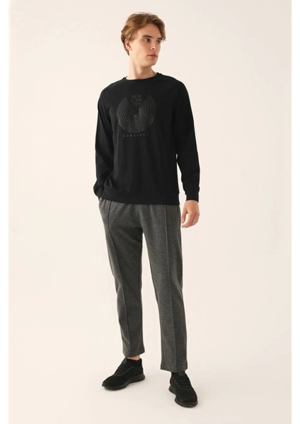 Bisiklet Yaka Uzun Kol Erkek Pijama Takım 2802