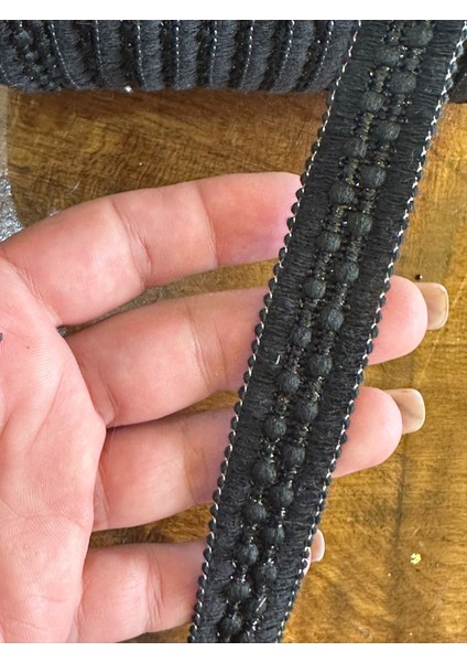 En 1 cm Siyah Desenli Şerit Dikiş Giyim Hobi Aksesuarı 1 Metre