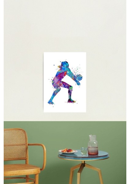 Tekno Trust Ahşap Kız Voleybol Suluboya Resim Sal Baskı Spor Hediyeleri Tablo Ahşap Poster Dekoratif 1 Çerçeves modelleri