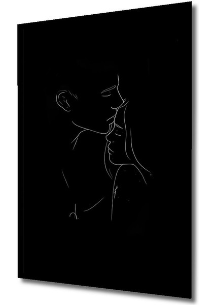 Tekno Trust 1 Parça Ahşap Dekoratif Soyut Çizim Sevgililer Illüstrasyon Kare Şeklinde Duvar Dekorasyon Tablosu indirimleri